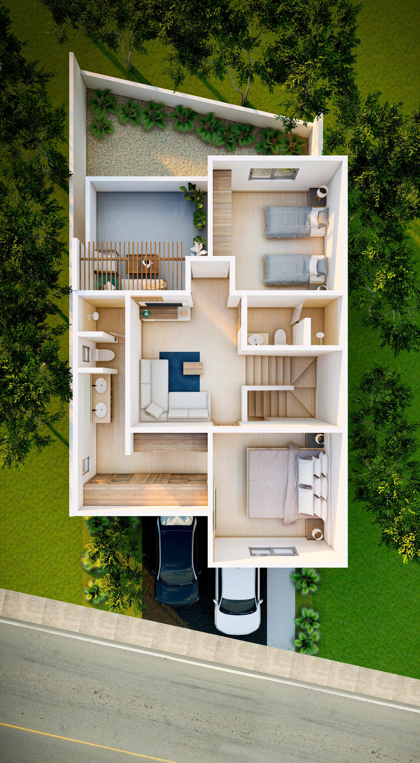 Planta Alta 3D Casa K'u